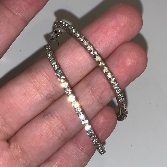 Diamond Hoop Earrings - Picture 2 of 4